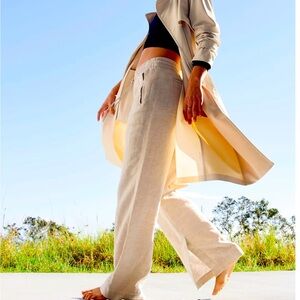 Athleta wide leg linen pant M new